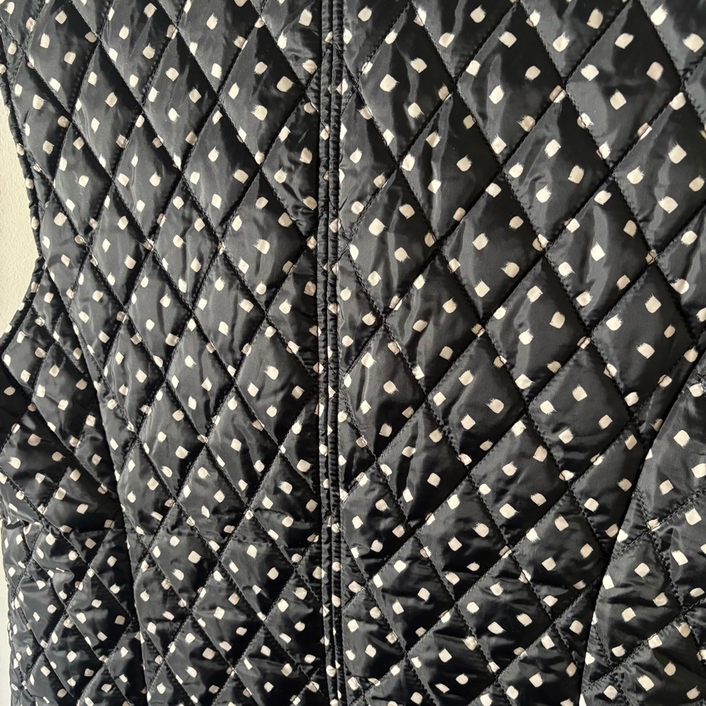 Lands' End Black Quilted Jacket with‎ Cream Dot Pattern - Picture 5 of 9